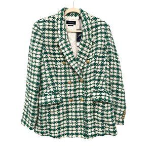 Piombo $149 Green Tweed Double Breasted Jacket Size 12 NWT